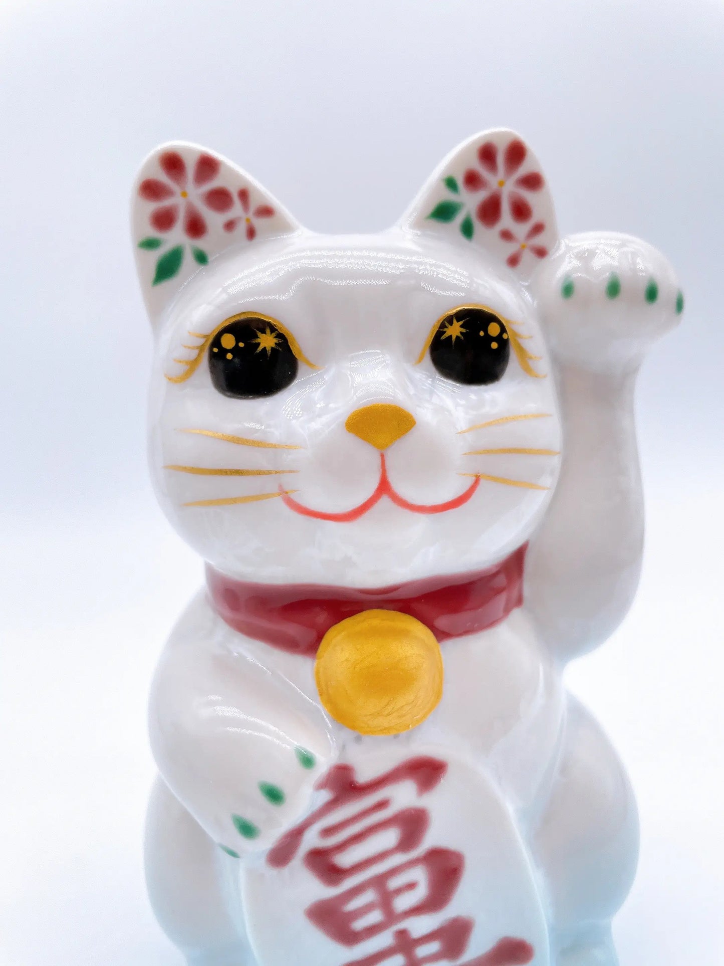 日本清水烧招财猫 花结晶 水色 富贵