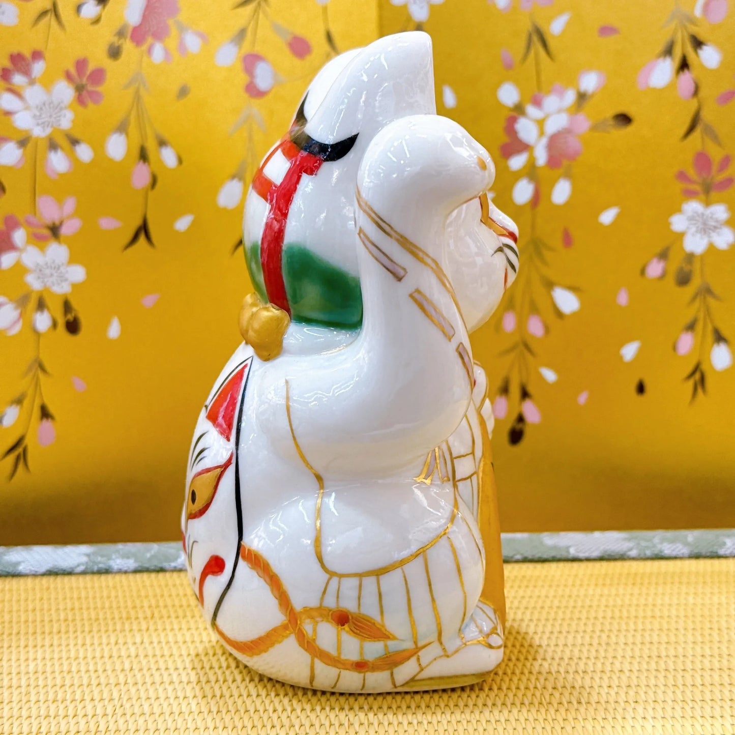 日本清水烧招财猫白狐