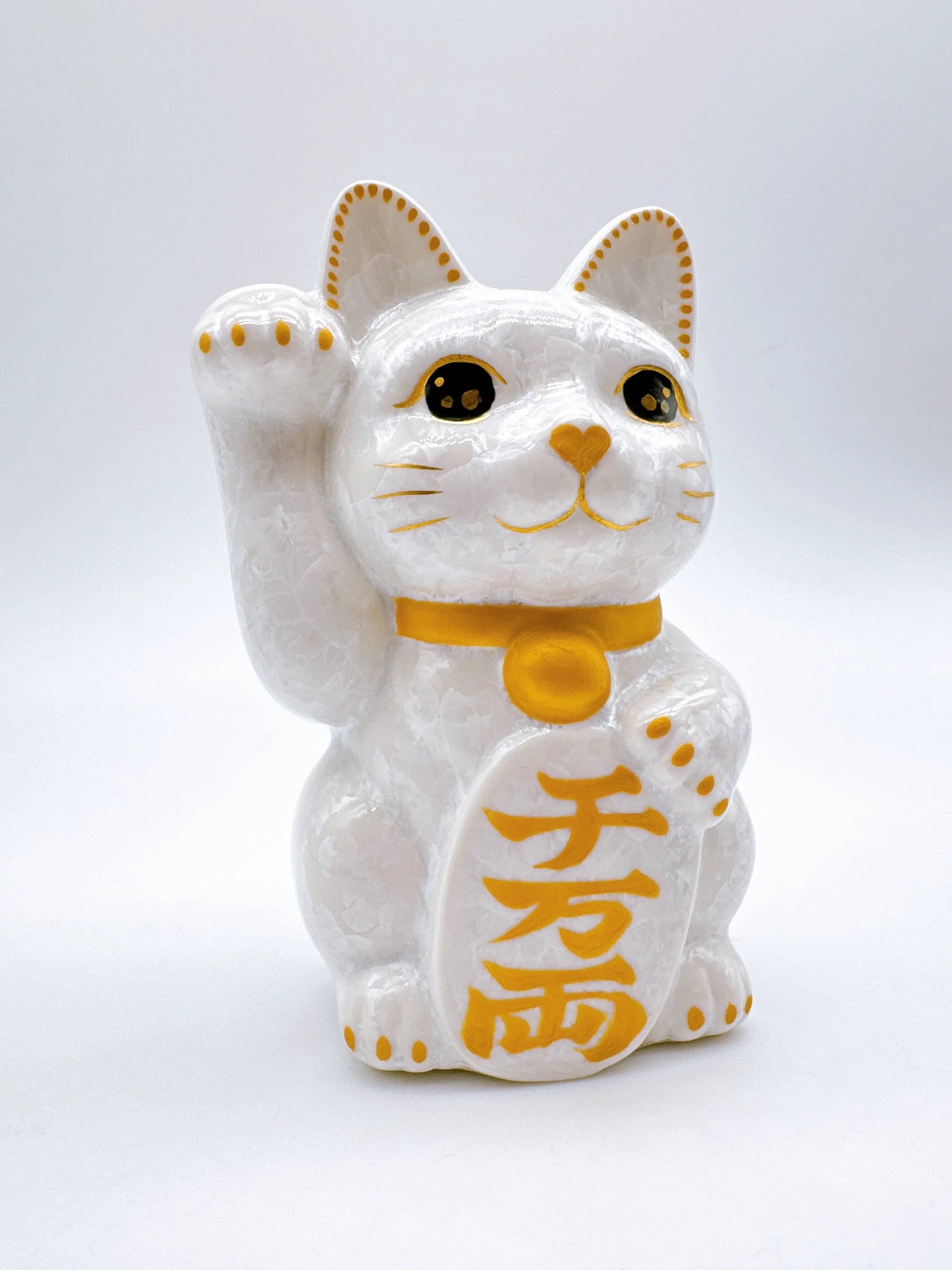 日本清水烧招财猫 花结晶 千万两 右