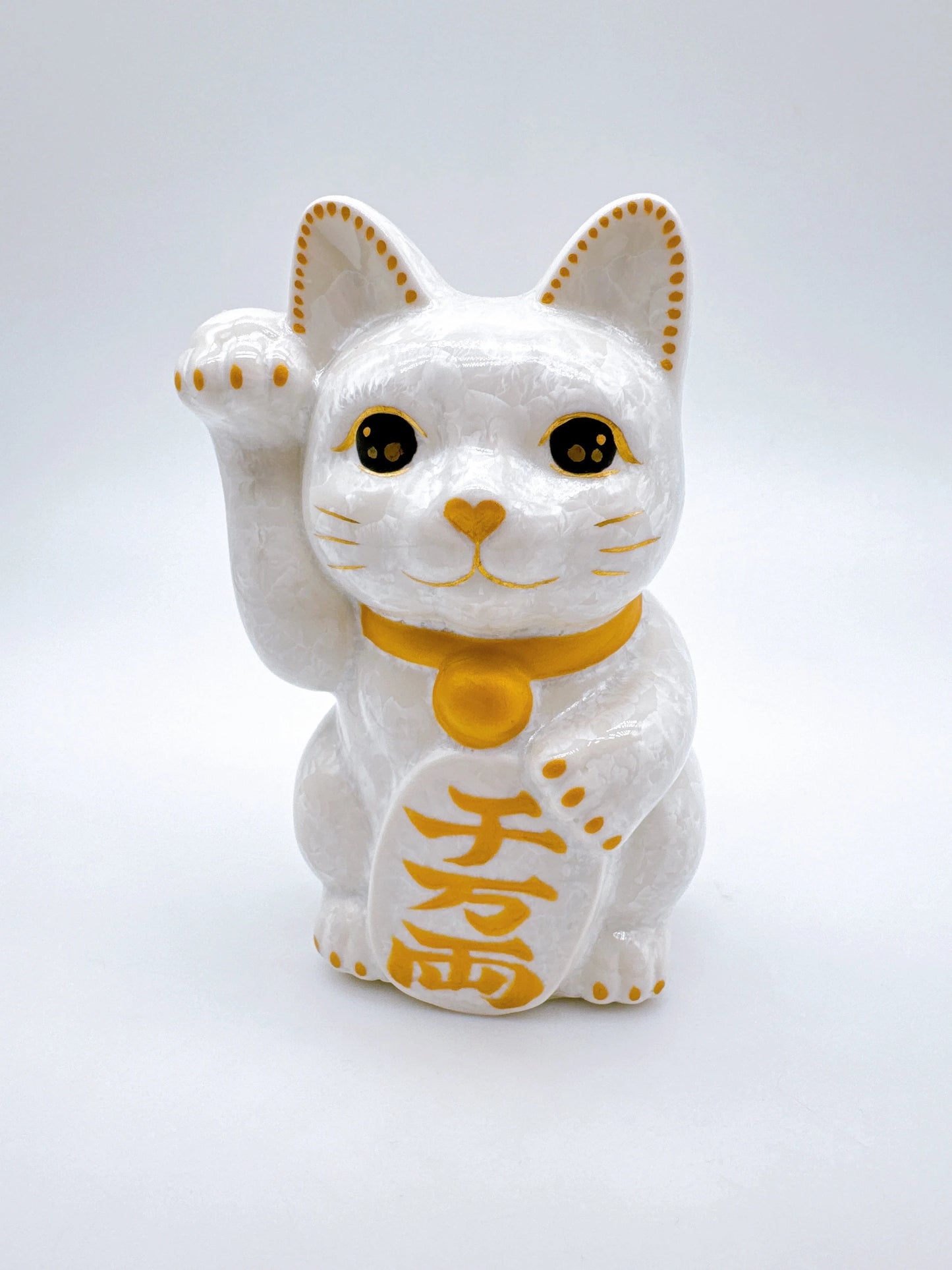 日本清水烧招财猫 花结晶 千万两 右