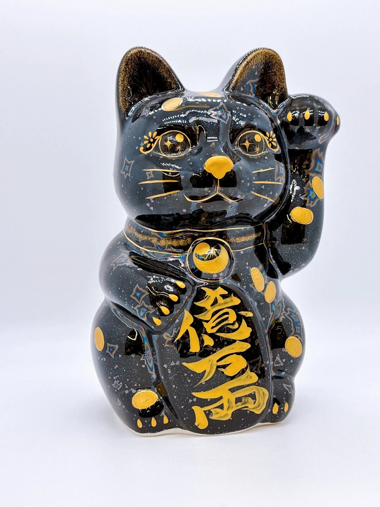 日本清水燒招財貓 星結晶 金幣 特大