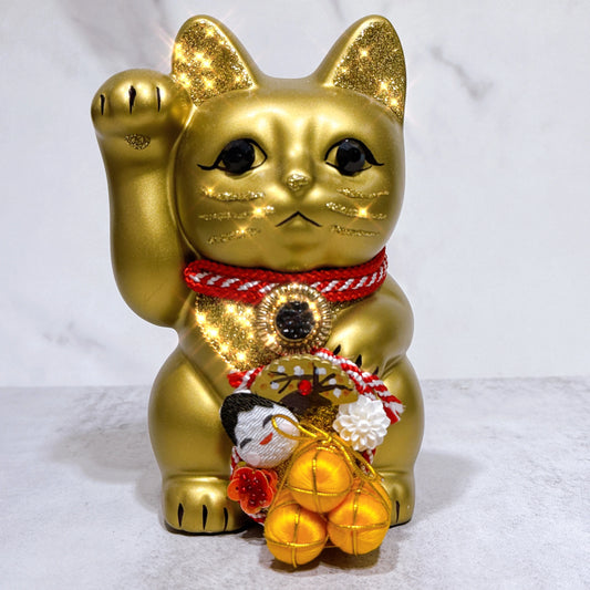 日本花見招財貓 日和元 金 5號 右
