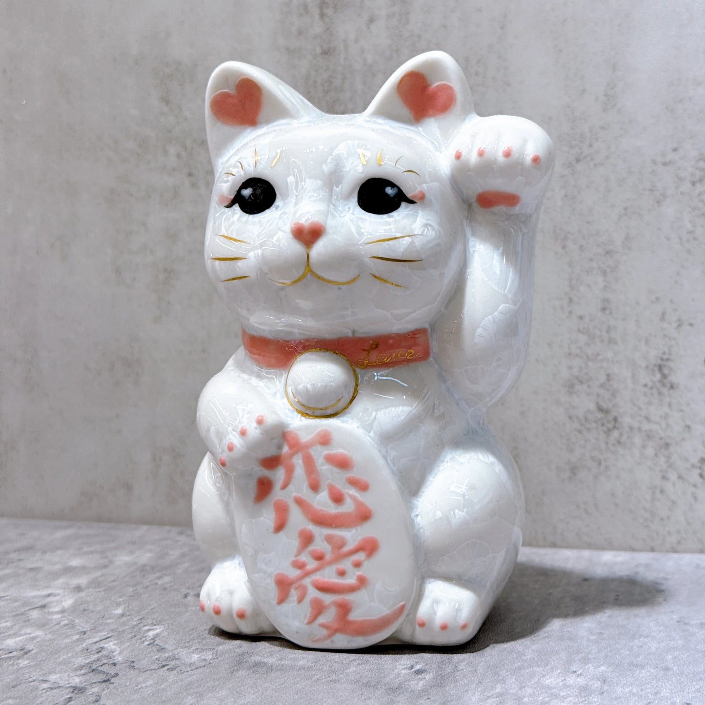 日本清水燒招財貓 花結晶&nbsp;白 戀愛