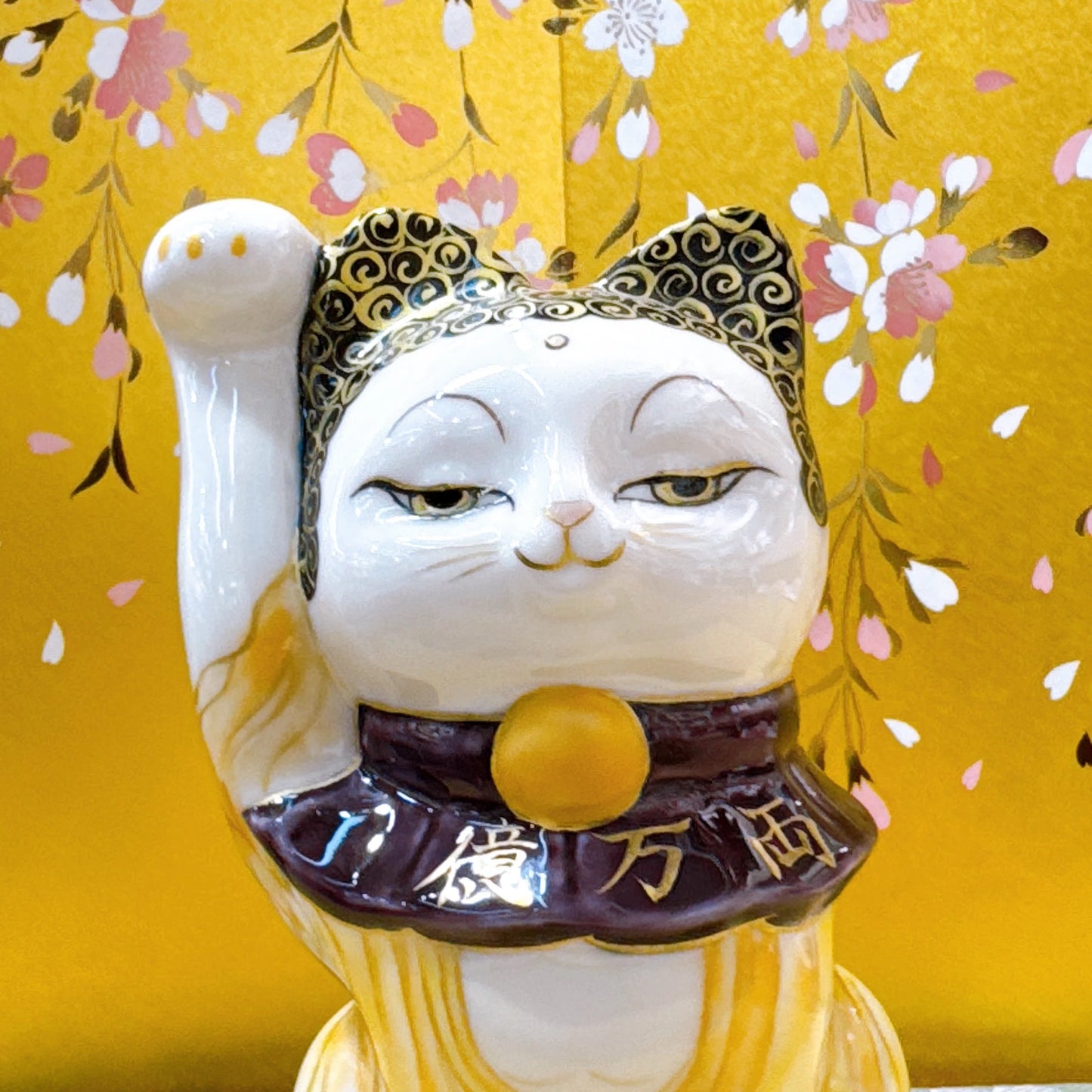 日本清水燒招財貓 色繪 佛陀