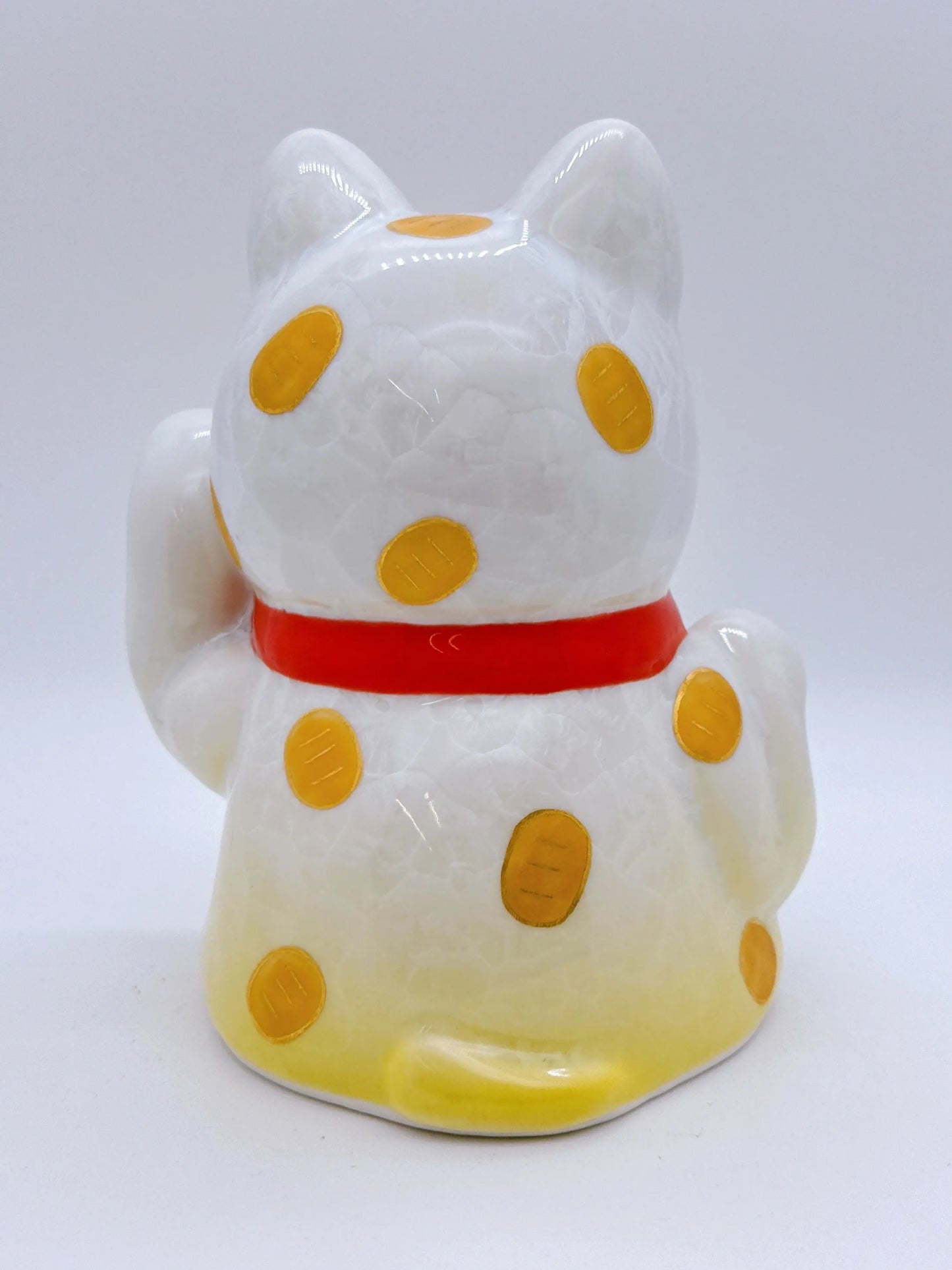日本清水燒招財貓 達摩 花結晶 黃白 金運