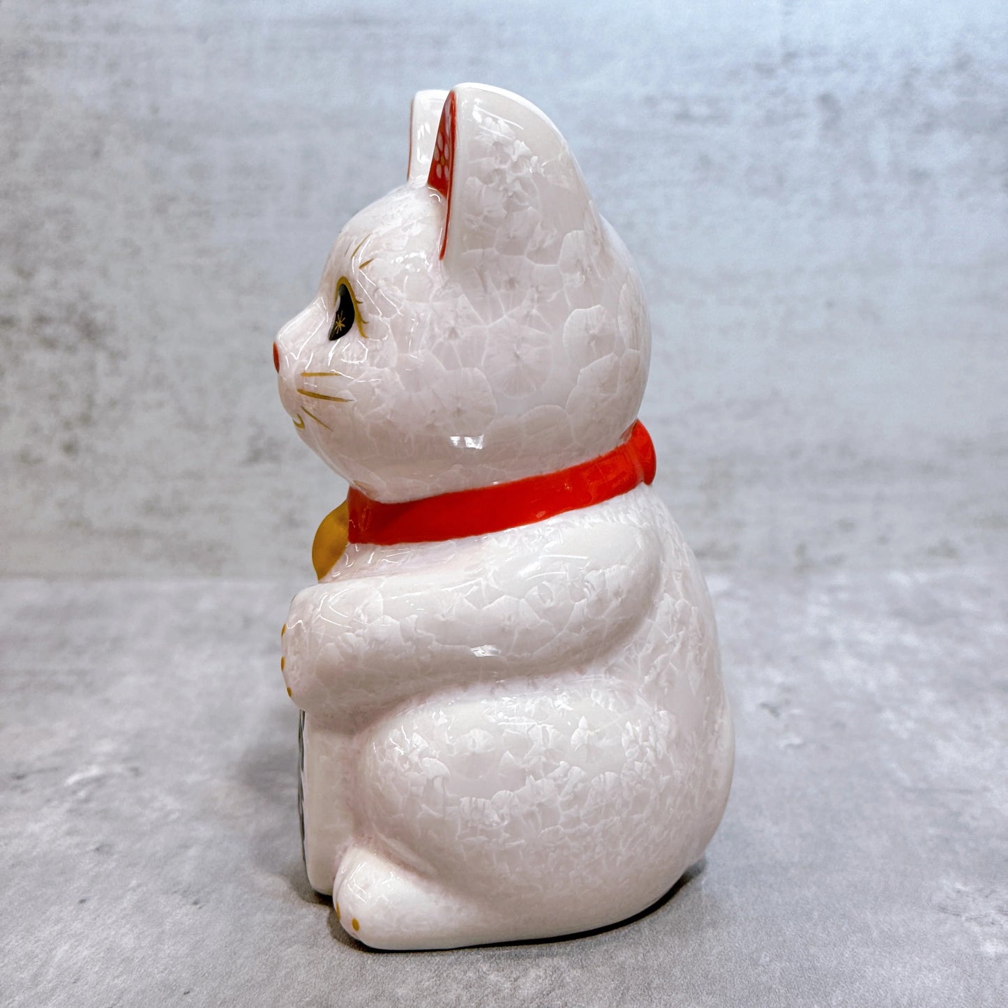 日本清水燒招財貓 花結晶 粉 招福 右