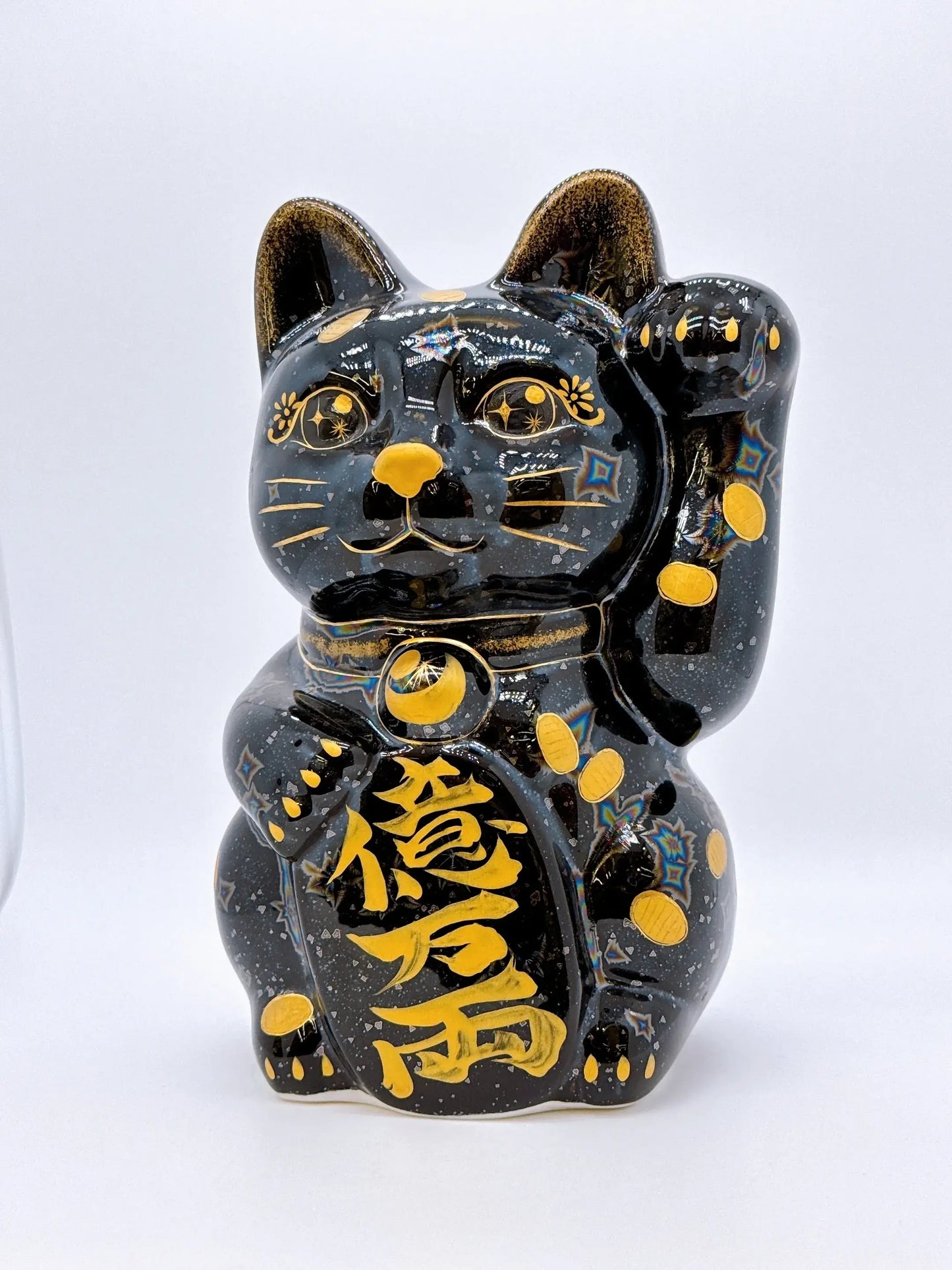 日本清水燒招財貓 星結晶 金幣 特大