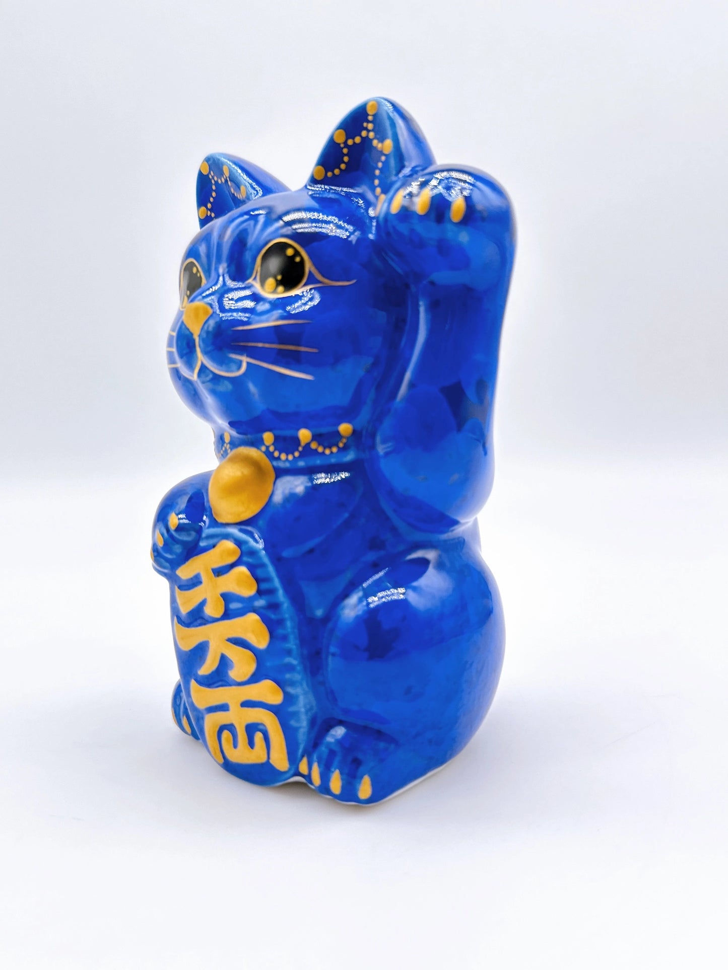 日本清水烧招财猫 琉璃 千万两 左