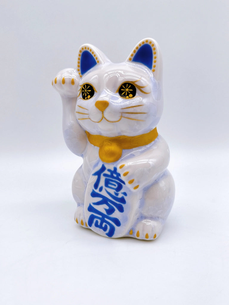 日本清水烧招财猫 花结晶 藤 亿万两 右