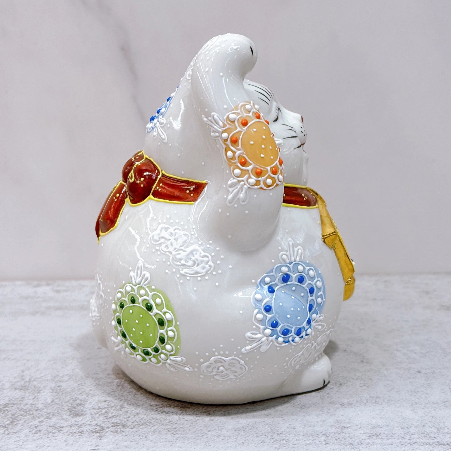 Japanese Kutani ware Lucky Cat Ema