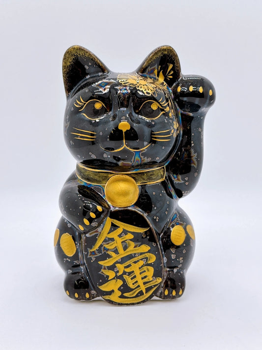 日本清水燒招財貓 星結晶 金運小判