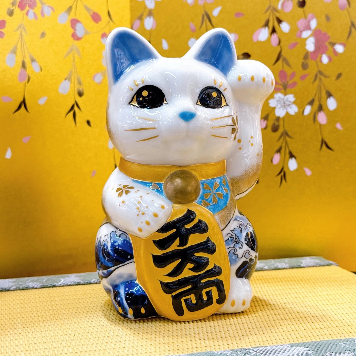 日本清水烧招财猫 神奈川冲浪里 千万两