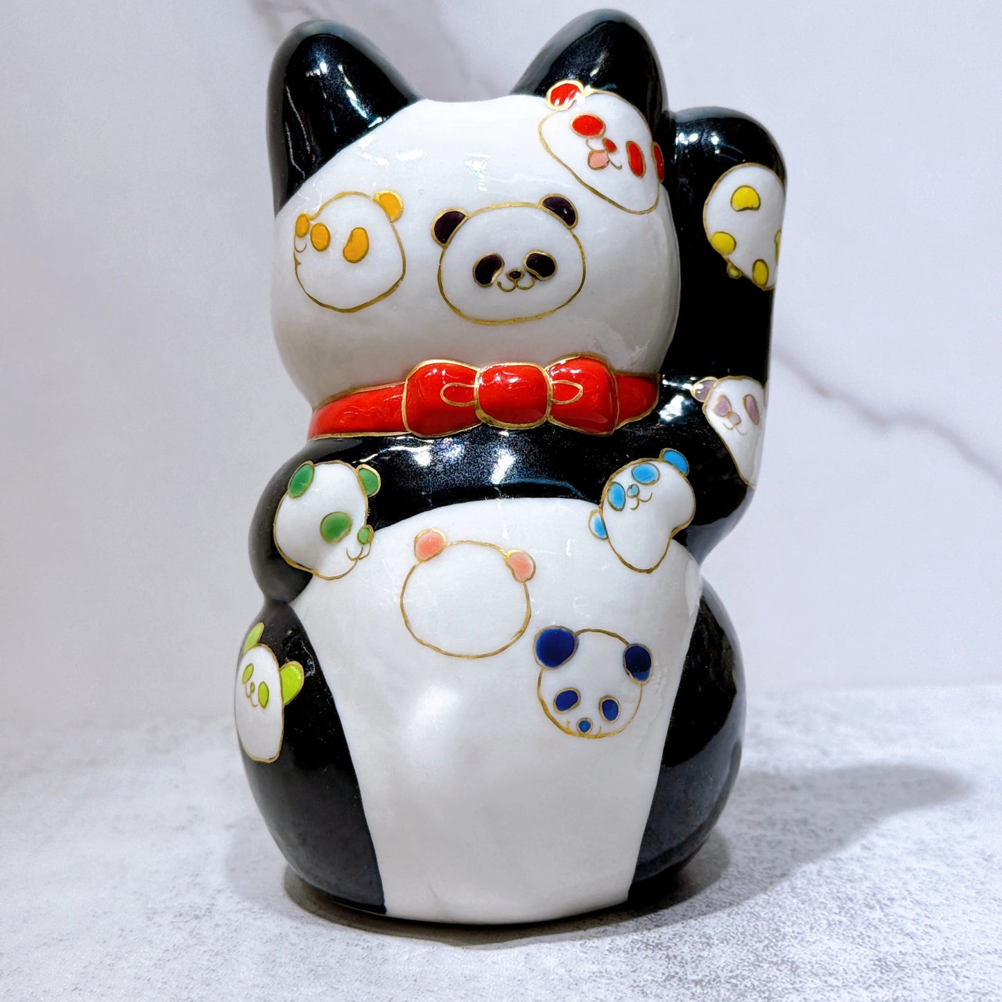 日本清水烧招财猫 十个熊猫 亿万两