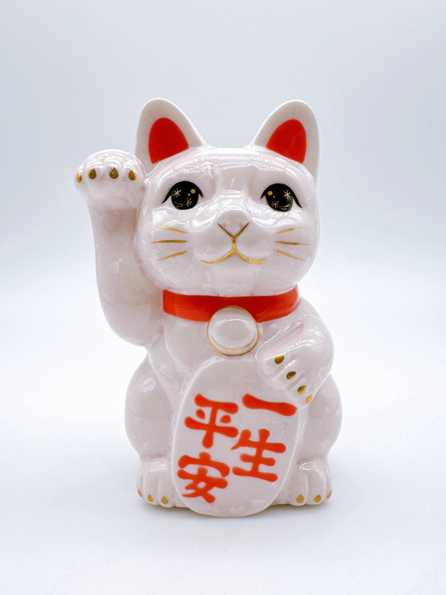 日本清水烧招财猫花结晶一生平安