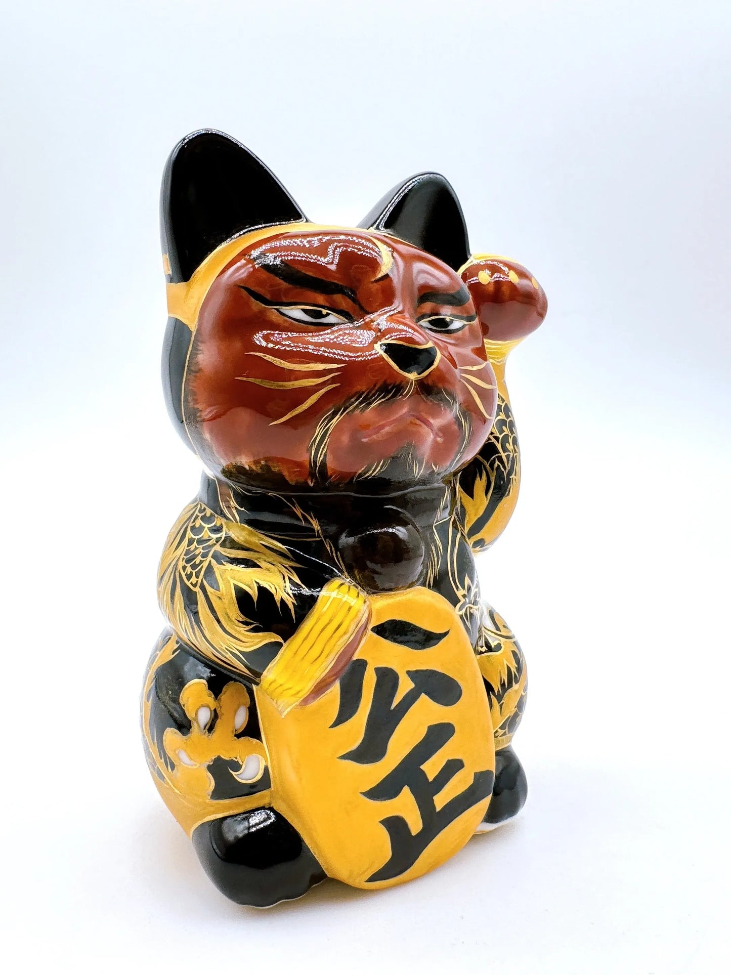 日本清水烧招财猫 色绘 包青天