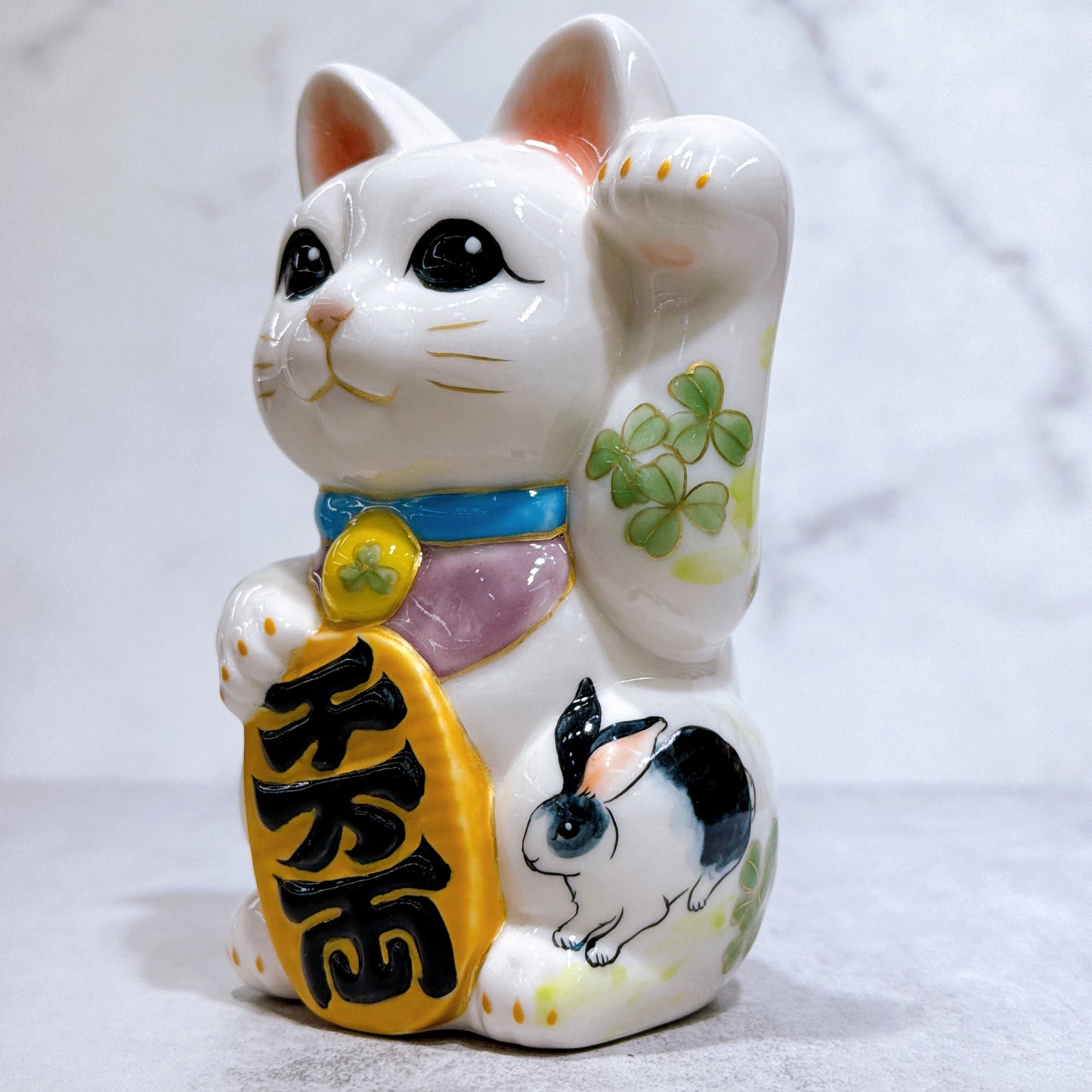 日本清水燒招財貓 色繪 兔