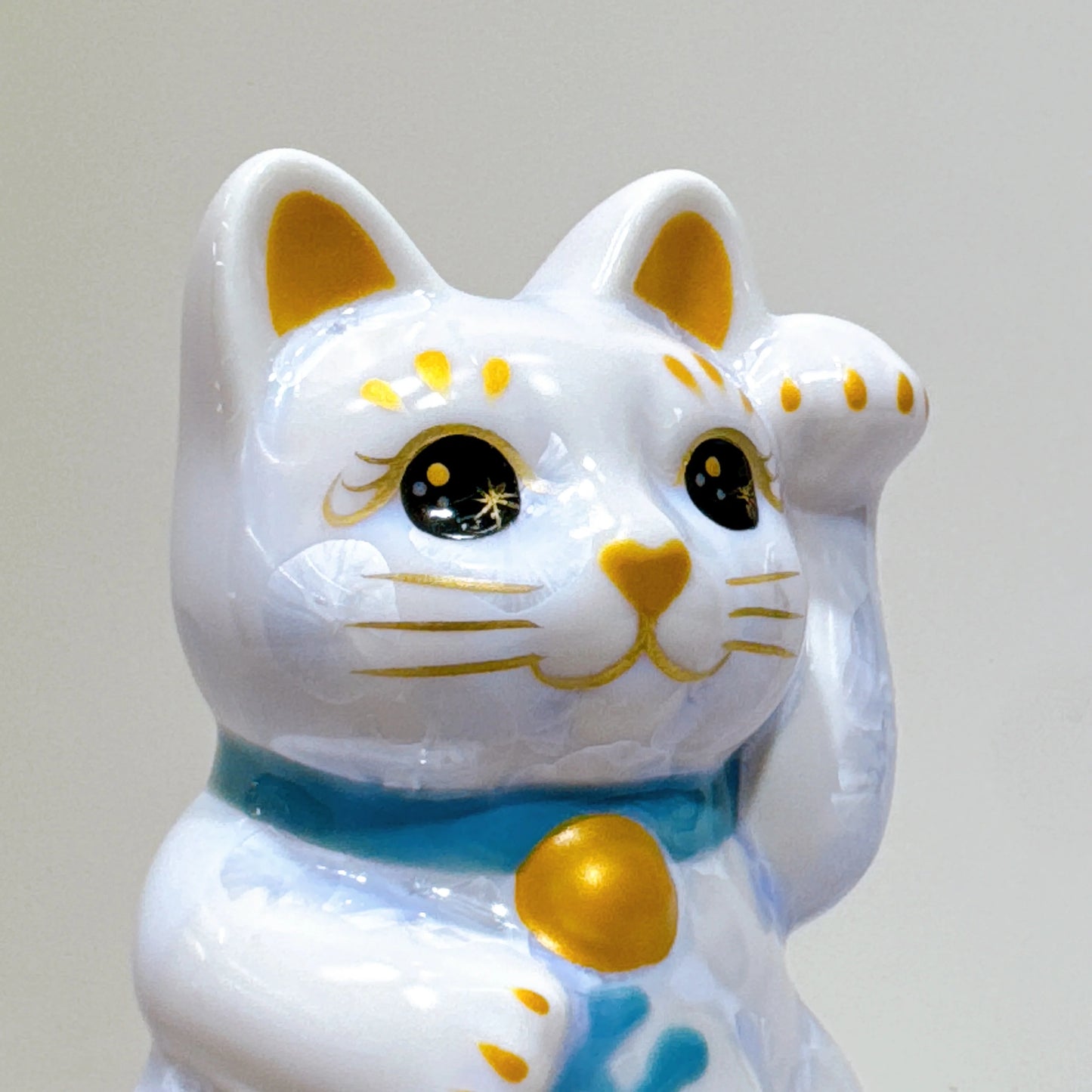 日本清水燒招財貓 花結晶 藤 千万両 左 特小