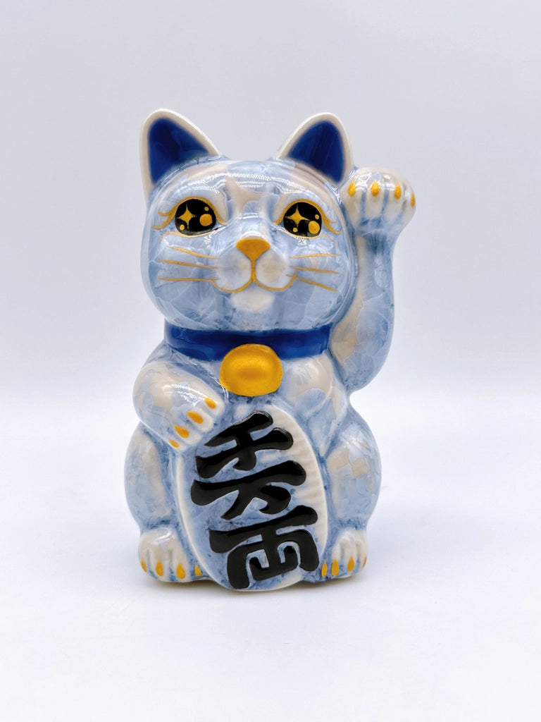 日本清水烧招财猫 花结晶 银藤 千万两 左