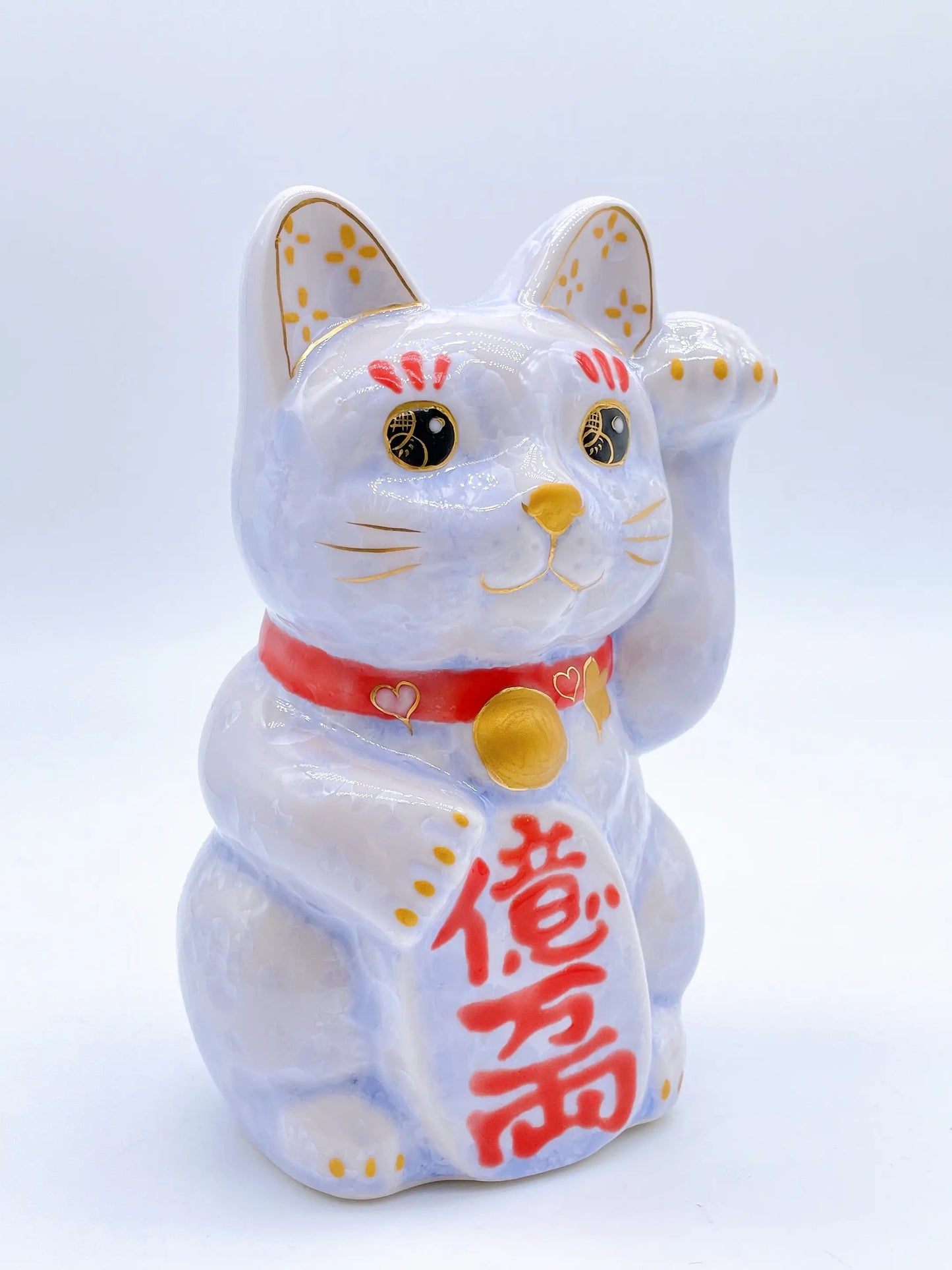 日本清水烧招财猫 花结晶 藤 亿万两 中号