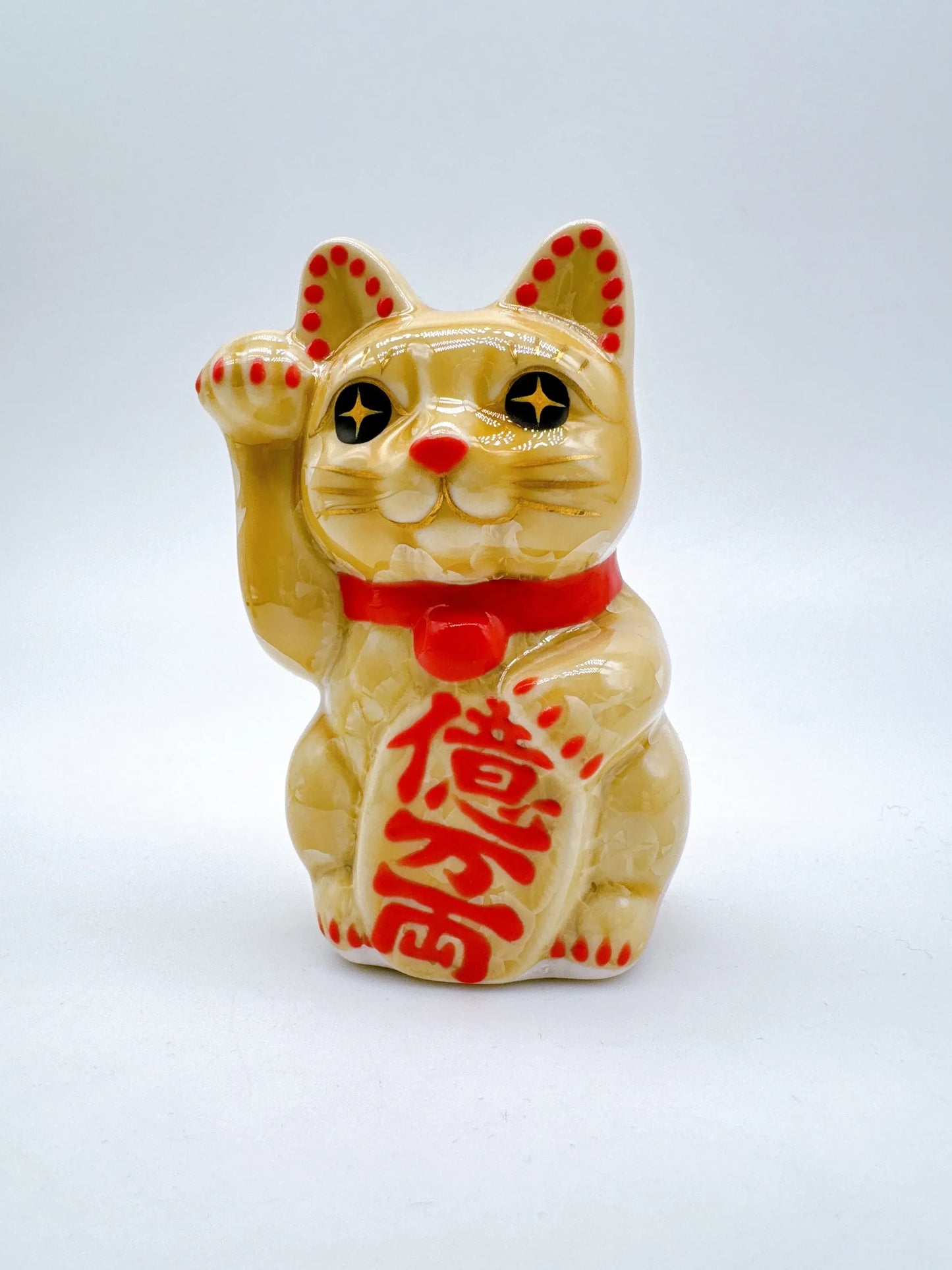 日本清水烧招财猫 花结晶 金花 亿万两 右 特小