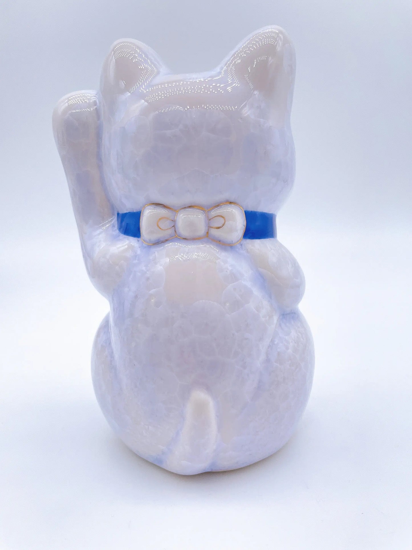 日本清水烧招财猫 花结晶 藤 亿万两