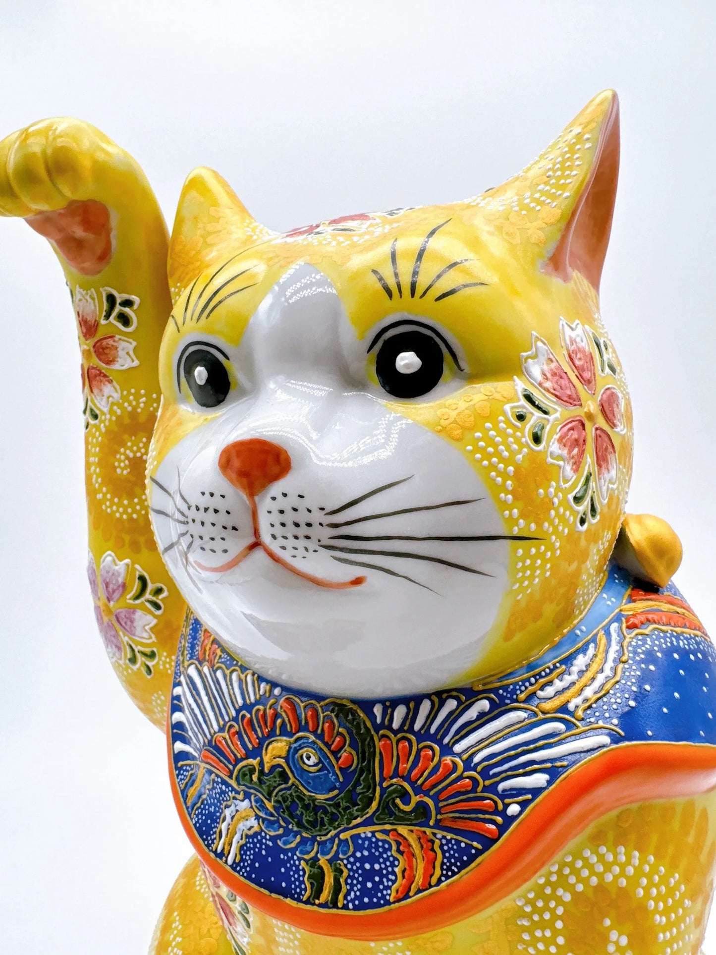 日本九谷烧招财猫 黄地华盛10号