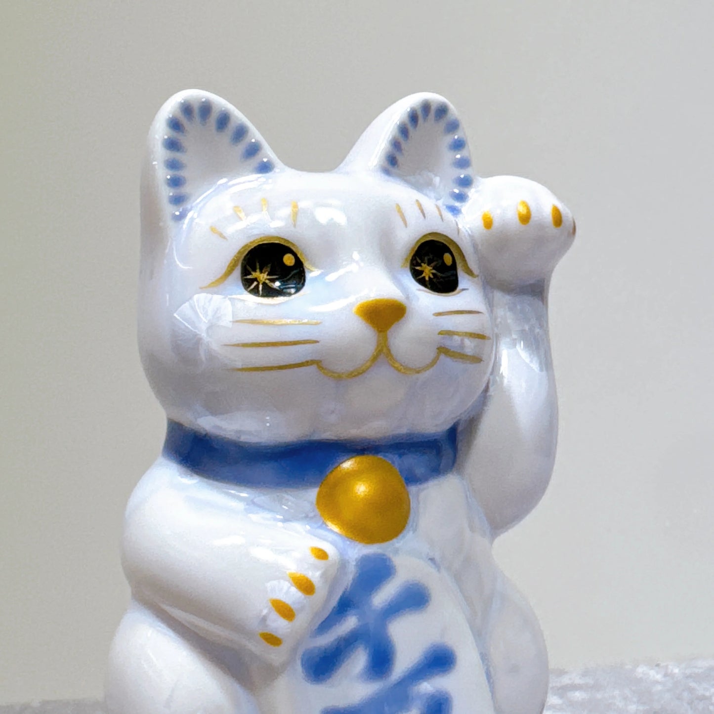 日本清水燒招財貓 花結晶 藤 千万両 右 特小