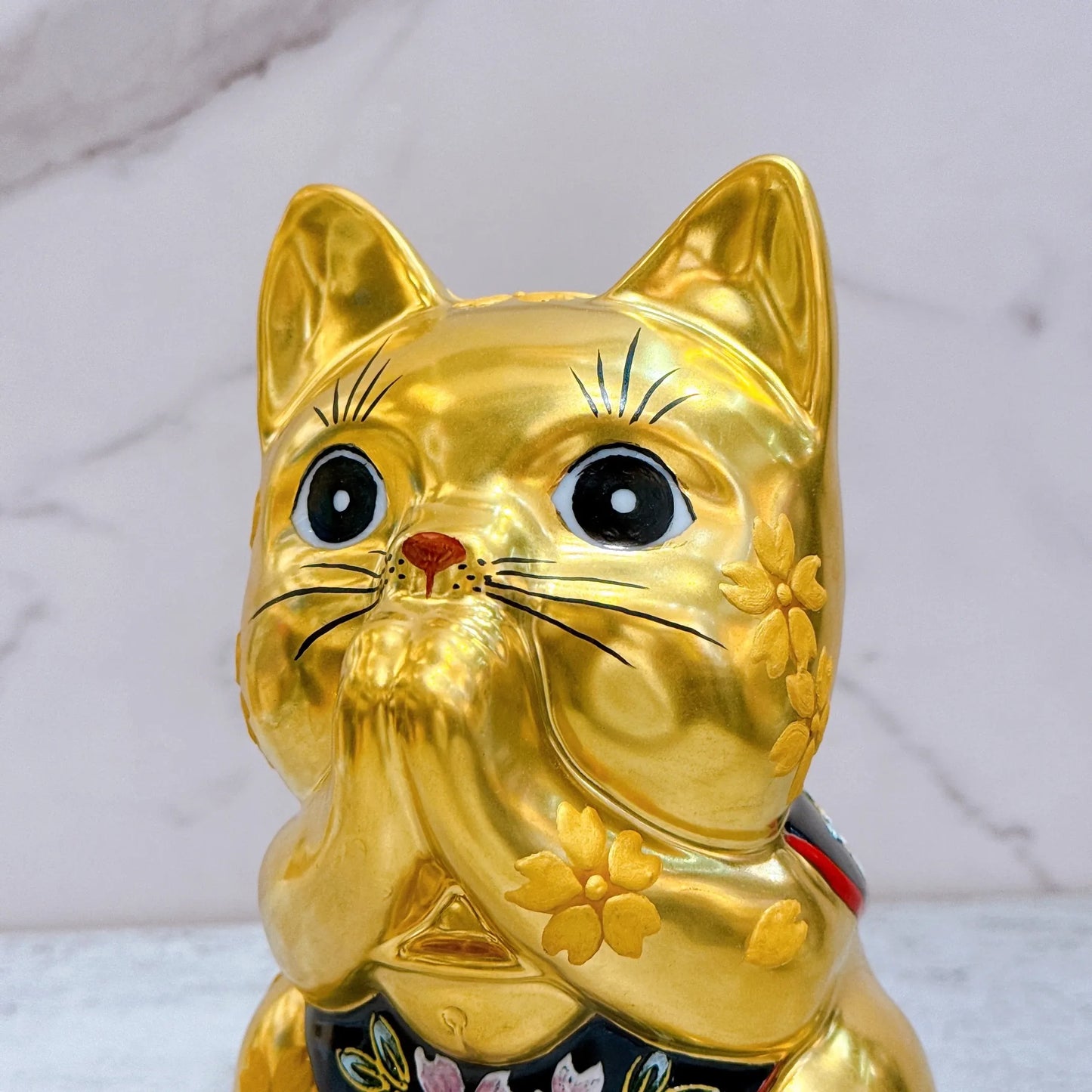 日本九谷烧招财猫 祈愿 樱盛黄金 7号