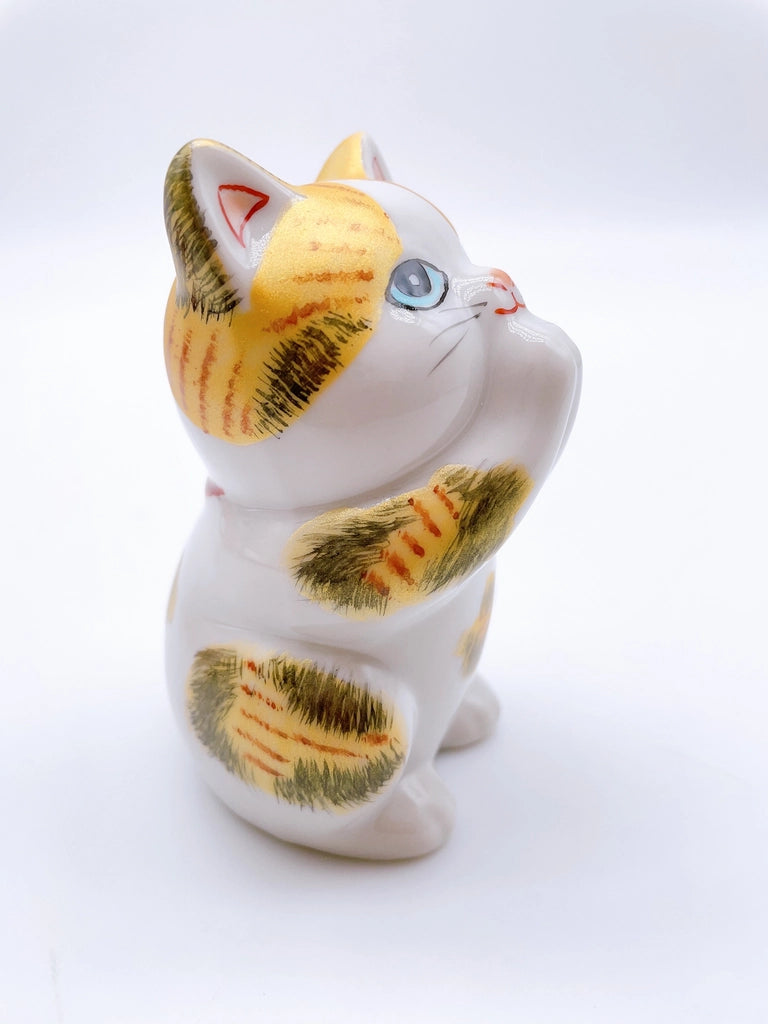 日本九谷烧招财猫 金纹猫