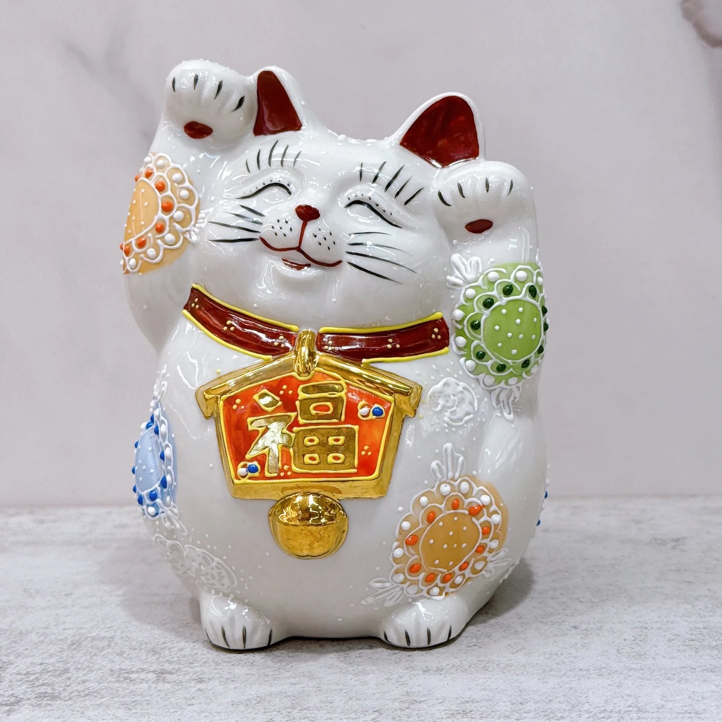 Japanese Kutani ware Lucky Cat Ema