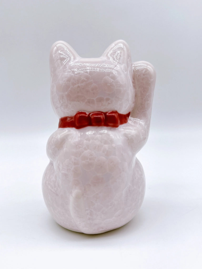 日本清水烧招财猫 花结晶 桃 亿万两 右