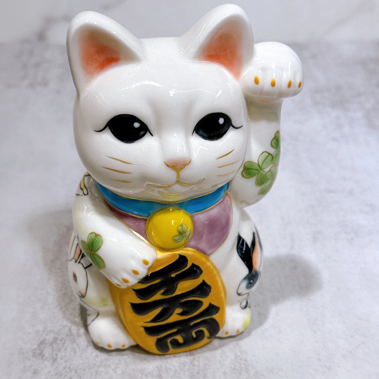 日本清水燒招財貓 色繪 兔