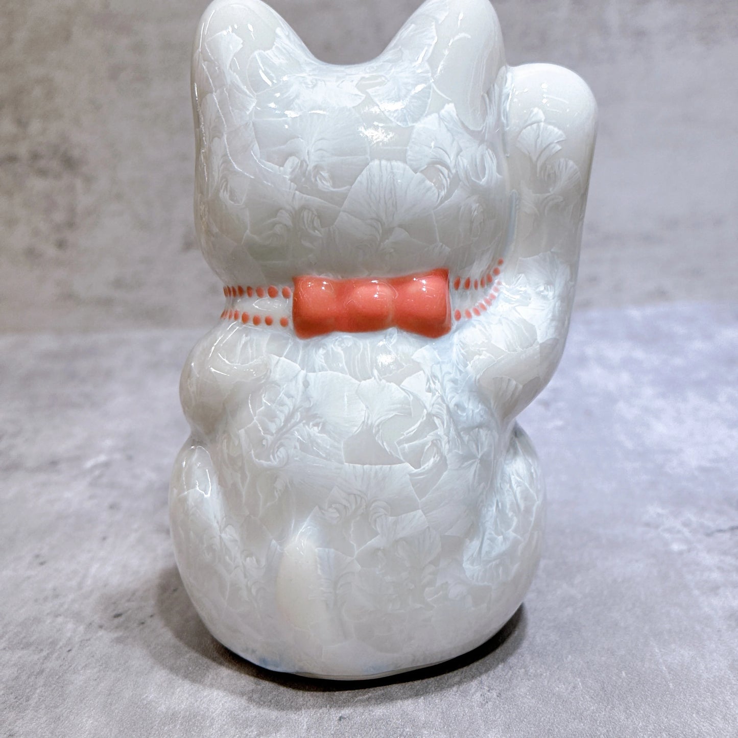 日本清水燒招財貓 花結晶 白 開運