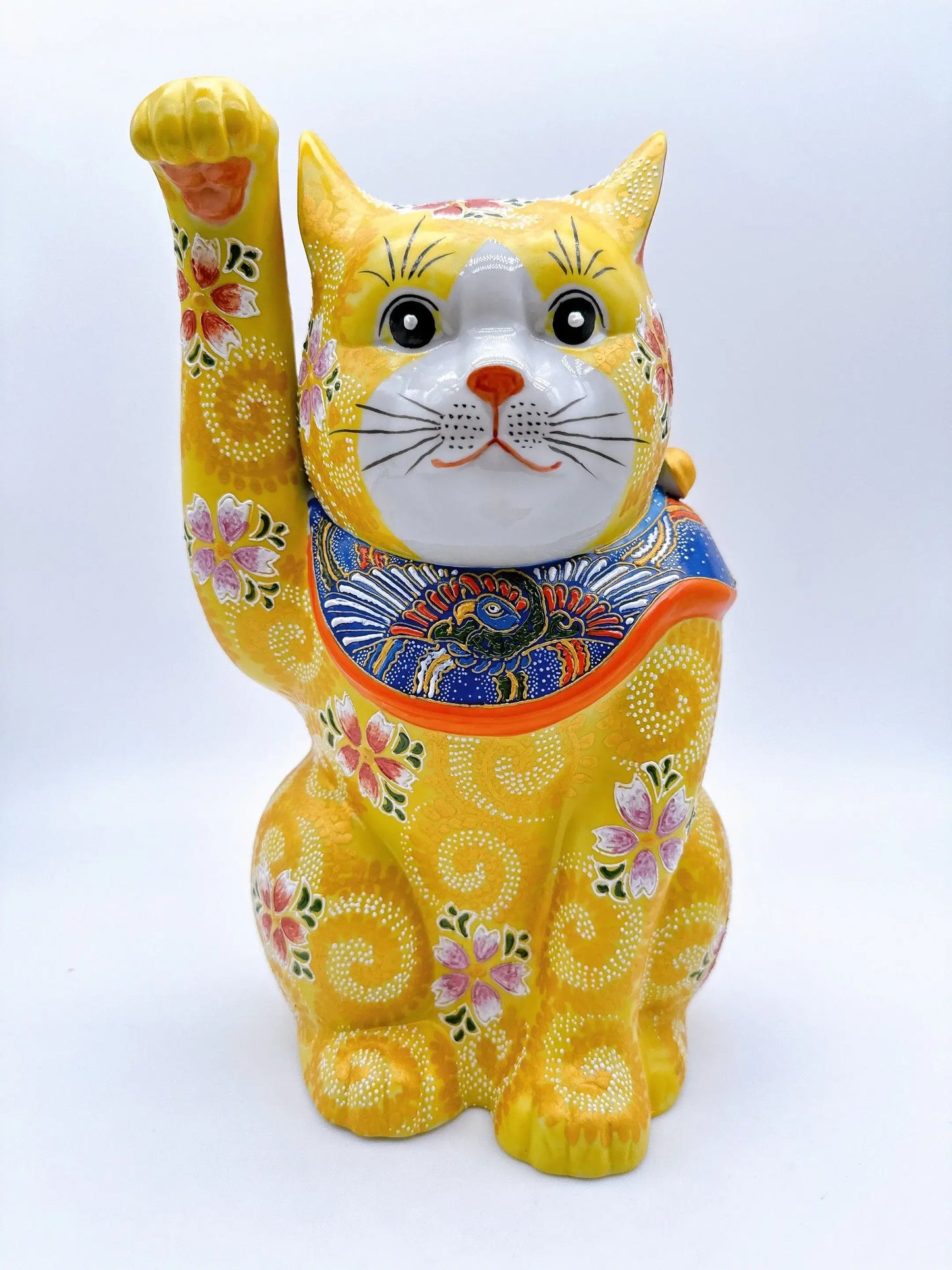 日本九谷烧招财猫 黄地华盛10号