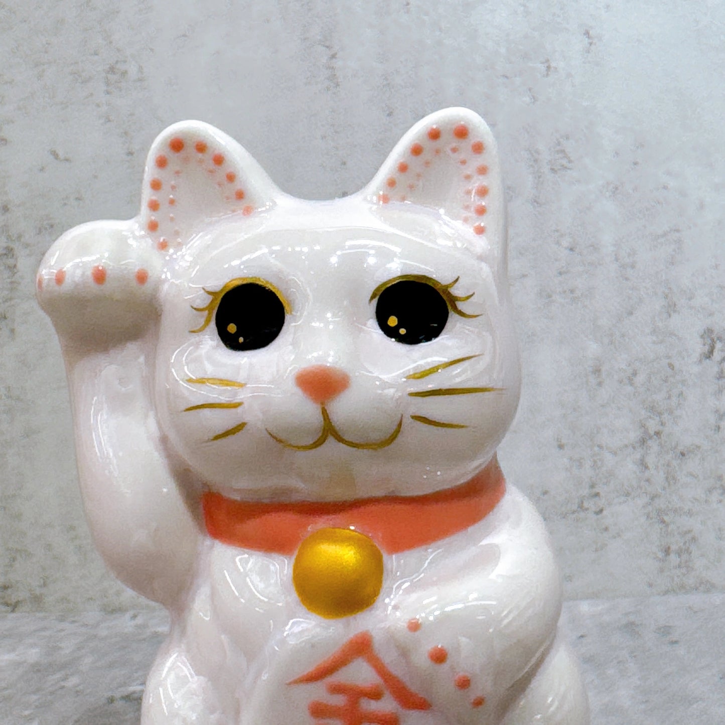 日本清水燒招財貓 花結晶 桃 金運 右 特小