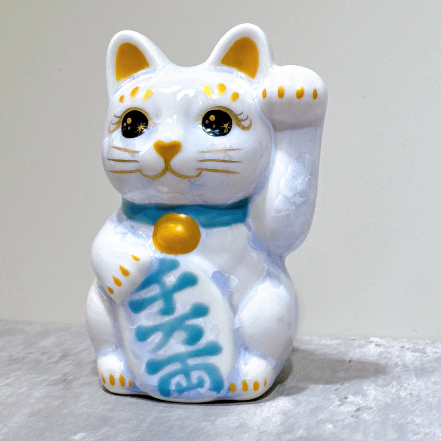 日本清水燒招財貓 花結晶 藤 千万両 左 特小