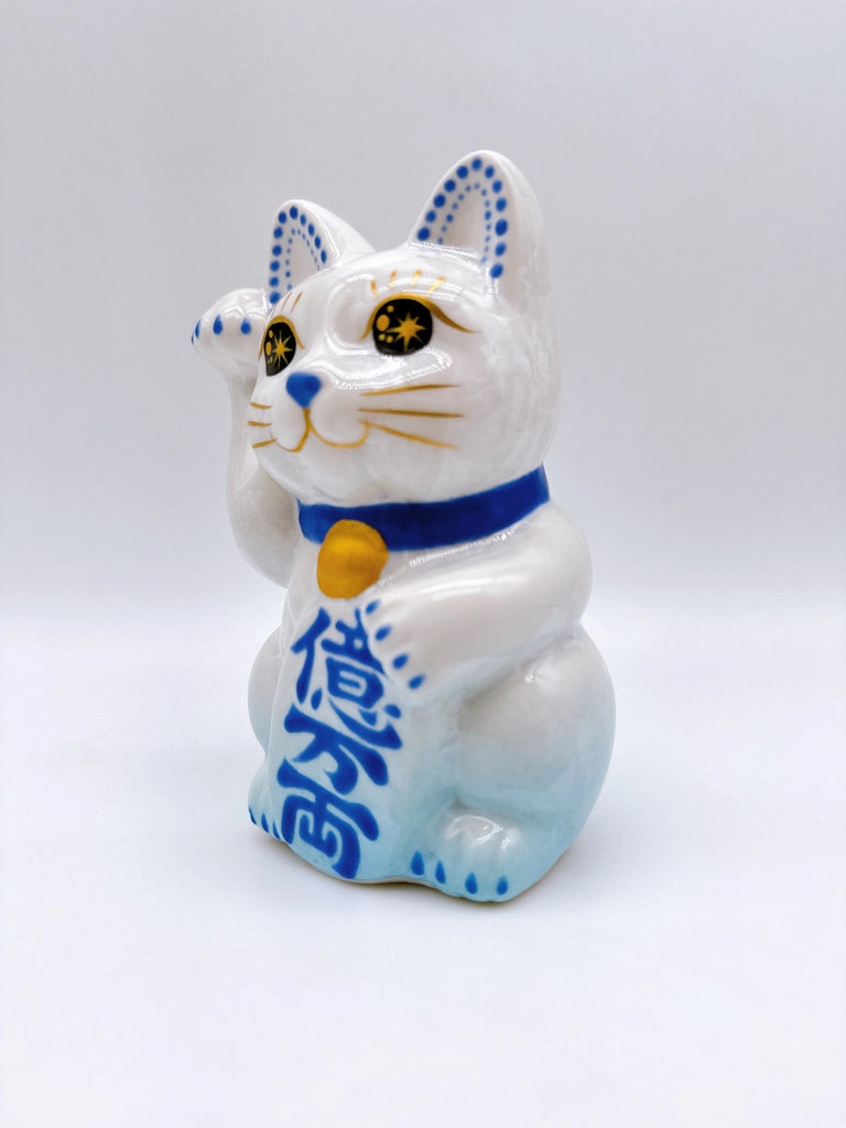 日本清水烧招财猫 花结晶 水色 亿万两 右