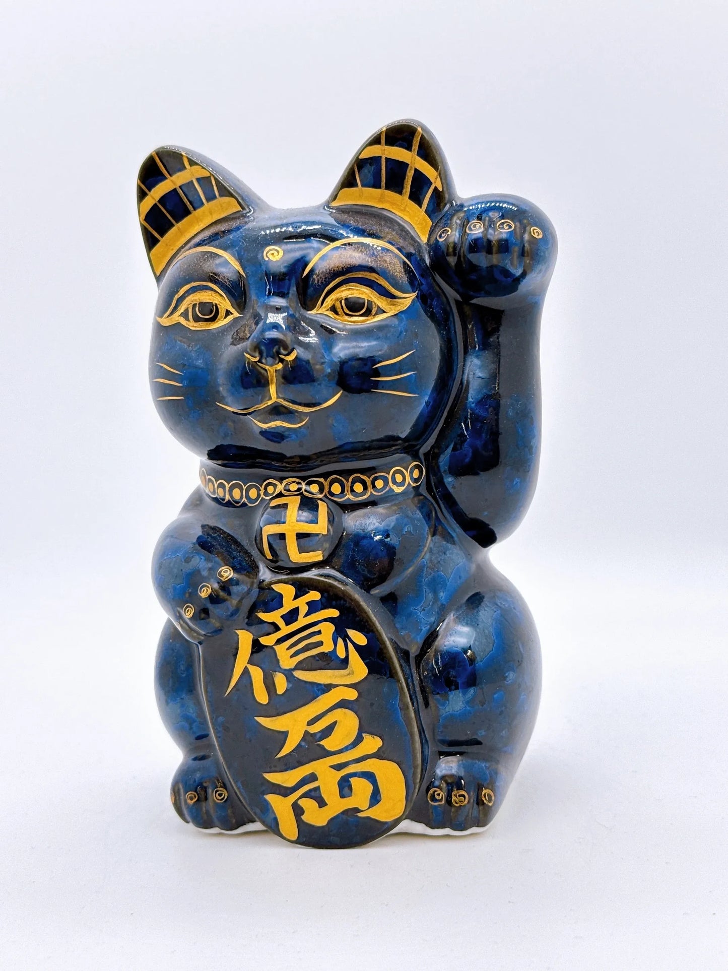 日本清水燒招財貓 青墨 佛貓 億万両