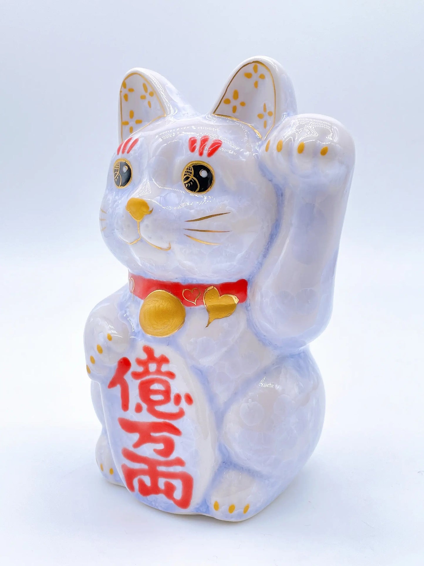 日本清水烧招财猫 花结晶 藤 亿万两 中号