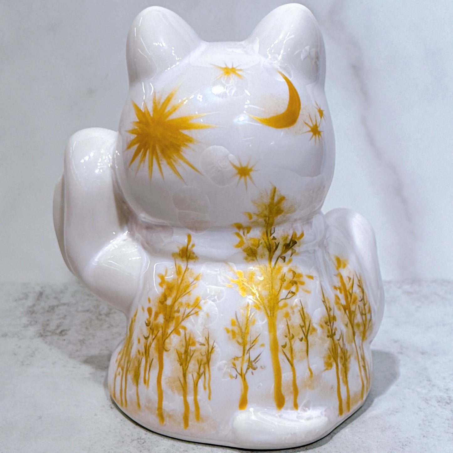 日本清水燒招財貓 達摩 花結晶 桃 体花