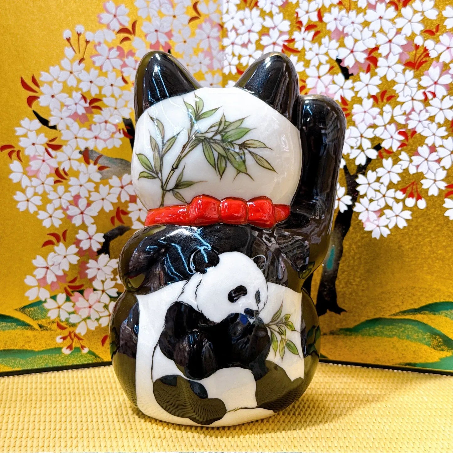 日本清水烧招财猫 熊猫Panda