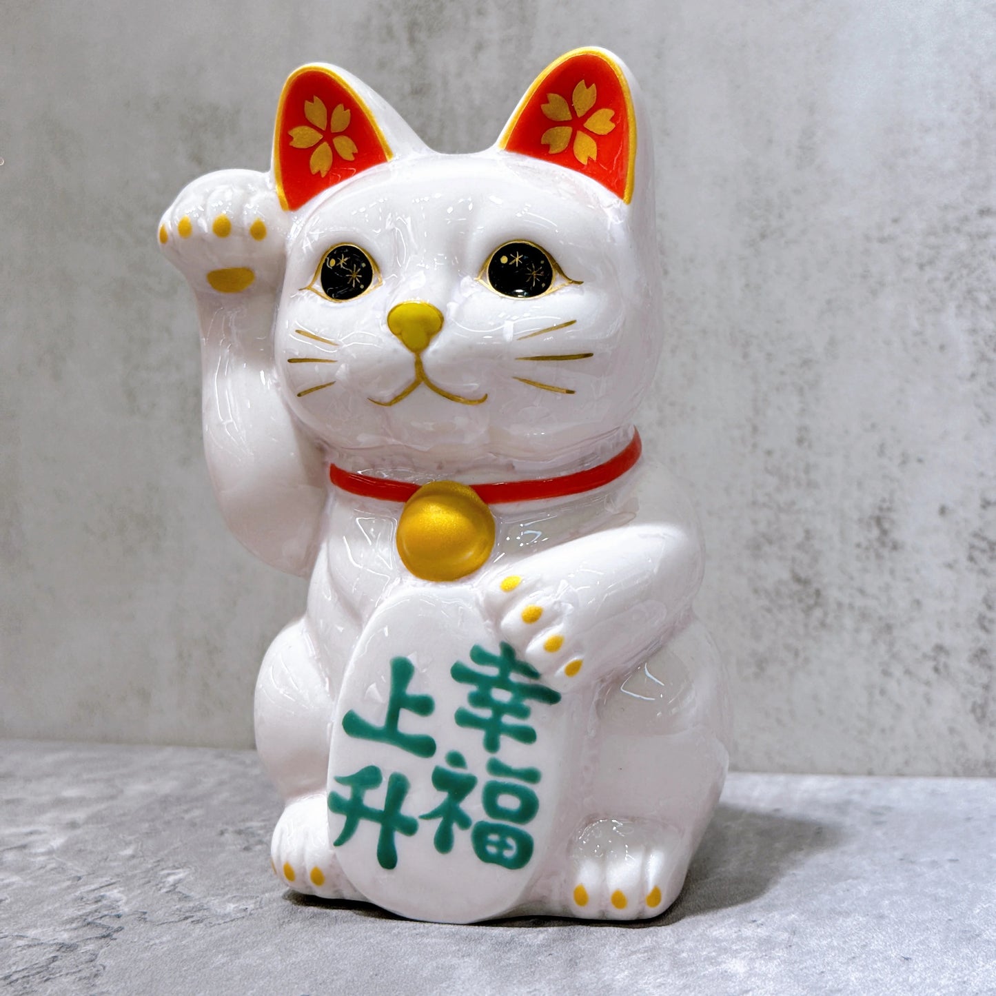 日本清水燒招財貓 花結晶 桃櫻 幸福上升