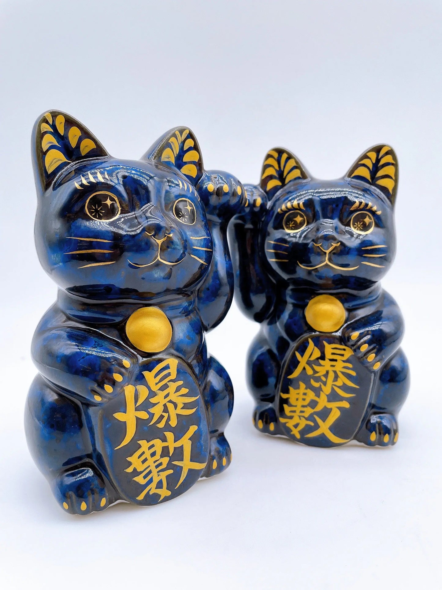 日本清水烧招财猫青墨爆数