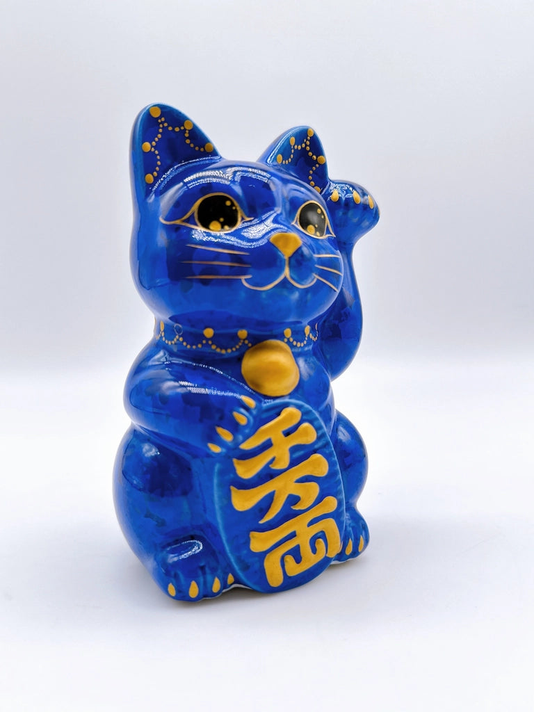 日本清水烧招财猫 琉璃 千万两 左