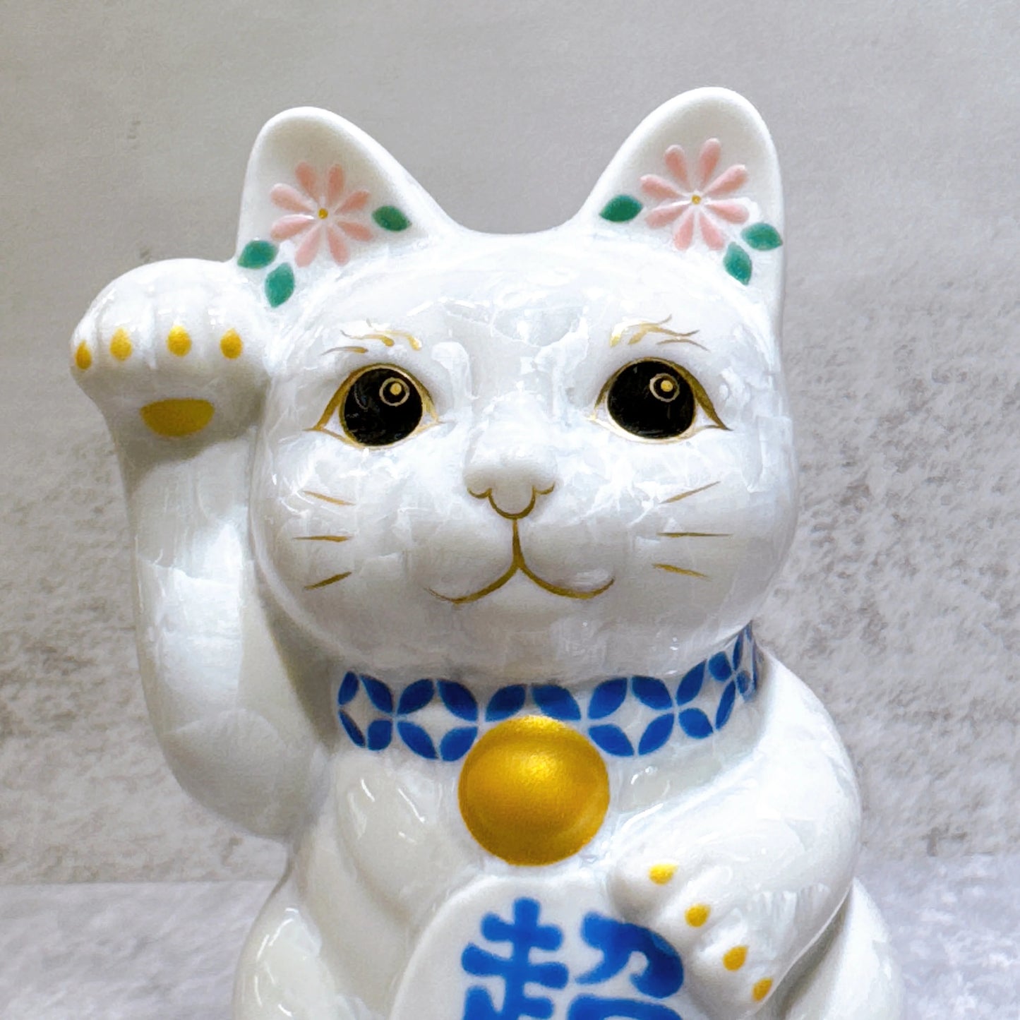 日本清水燒招財貓 花結晶 超大吉