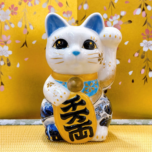 日本清水燒招財貓 神奈川沖浪裏 千万両
