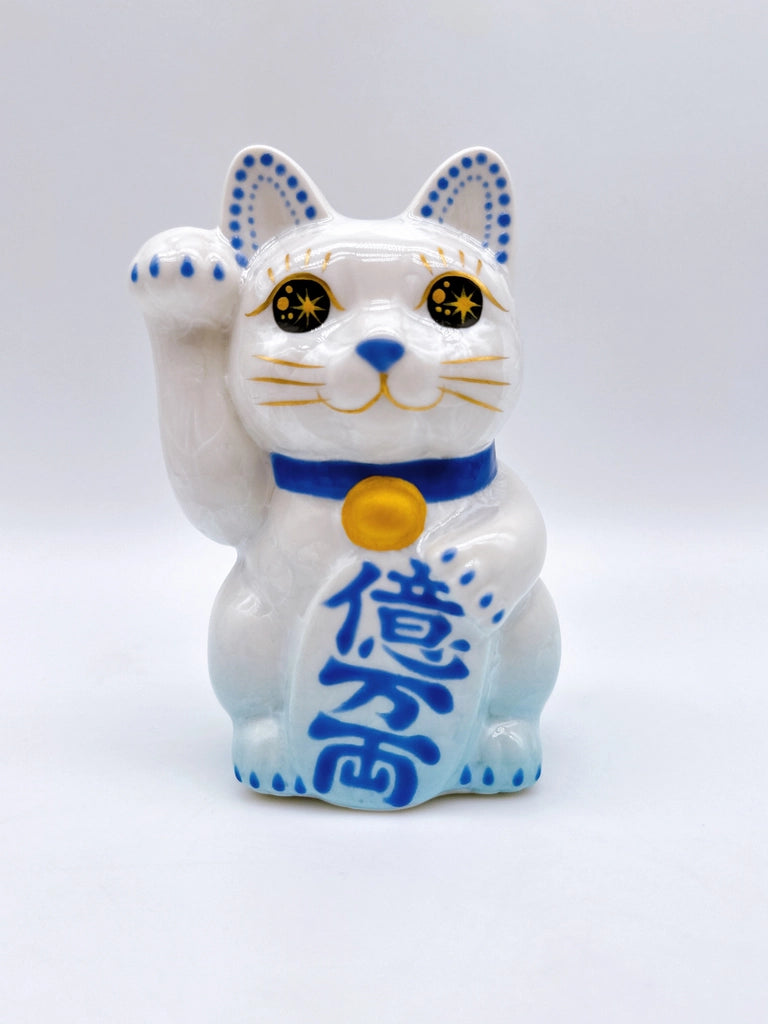 日本清水烧招财猫 花结晶 水色 亿万两 右