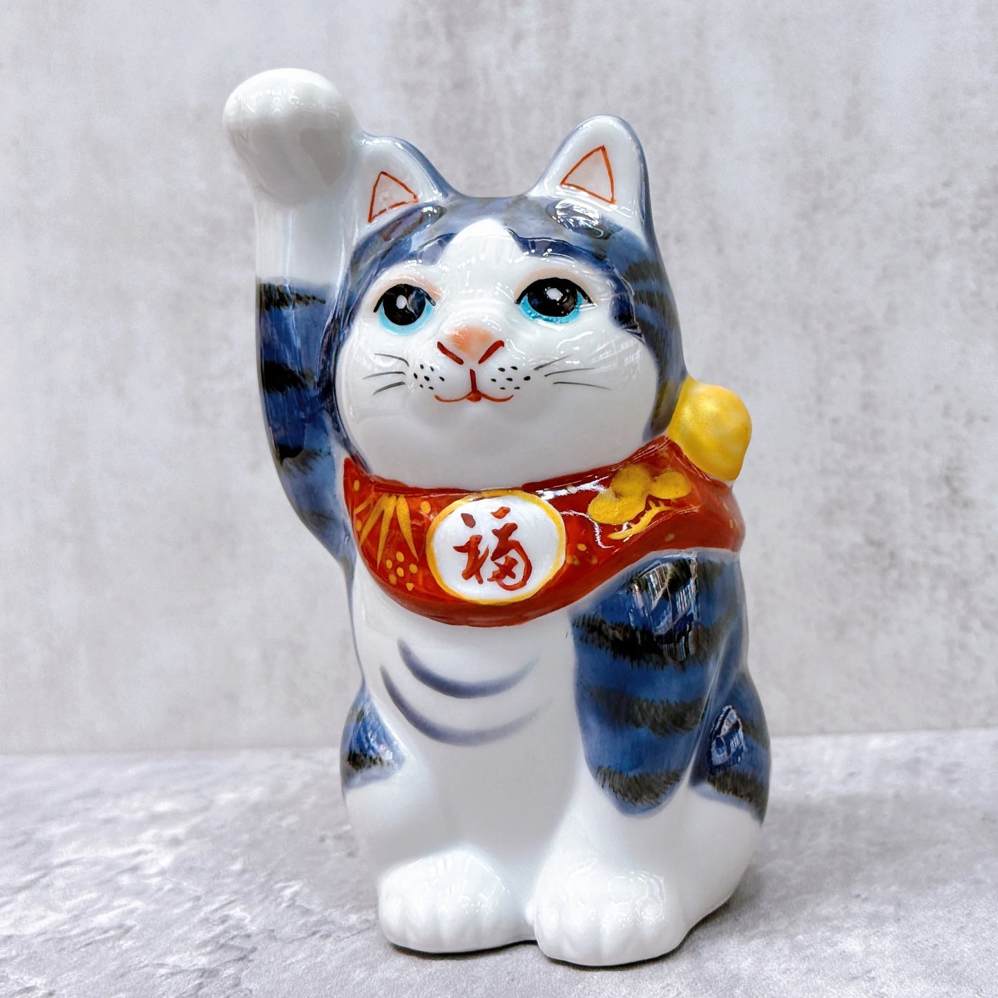 日本九谷燒招財貓 青九谷 4號
