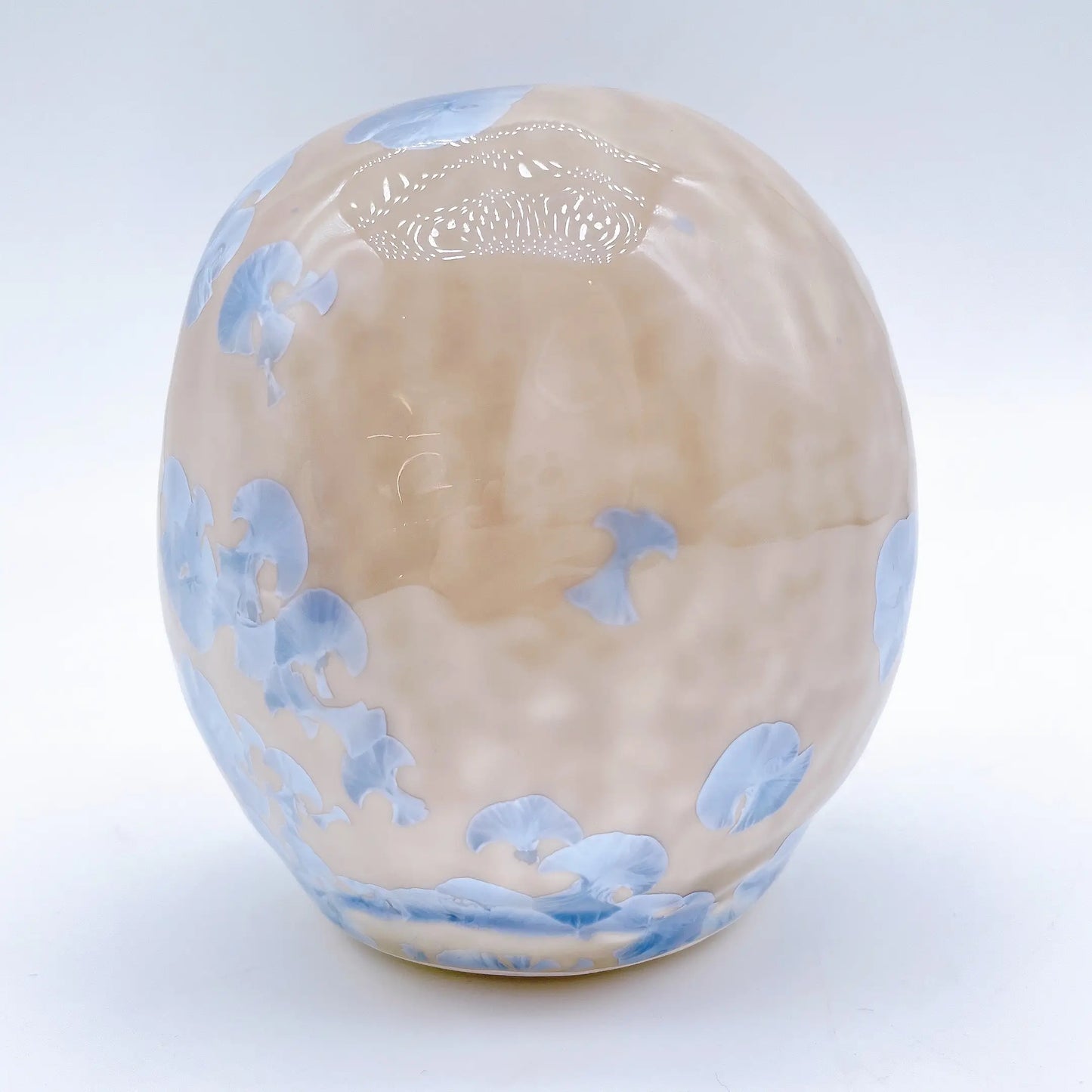 日本清水燒達摩 花結晶 銀藤X金彩 小