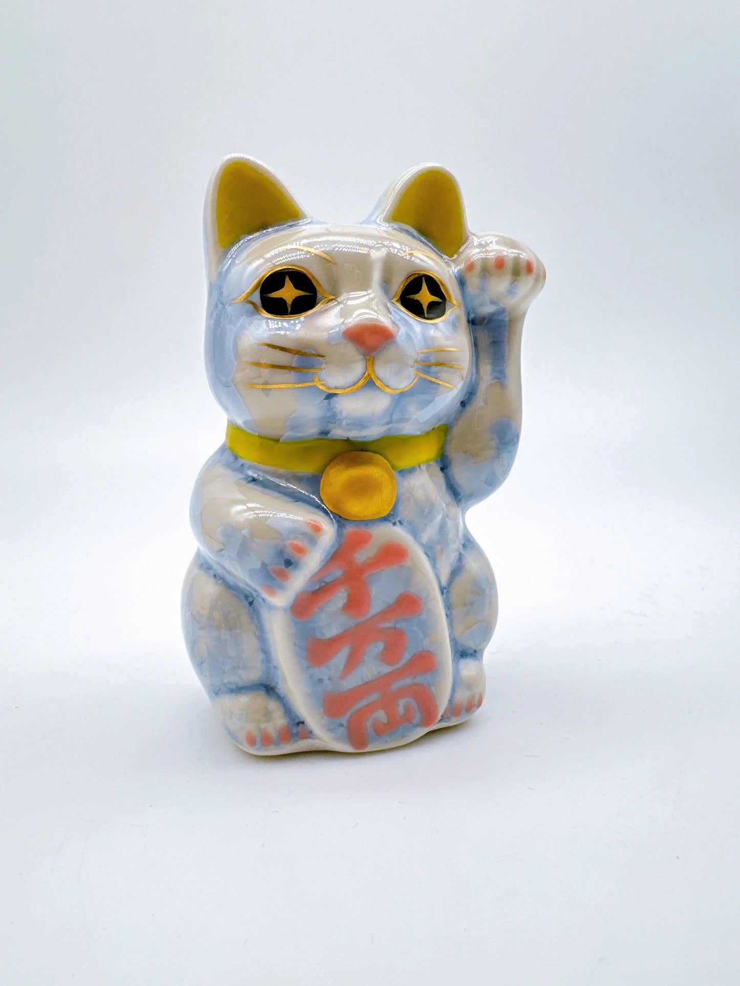 日本清水燒招財貓 花結晶 藤 千万両 左 特小
